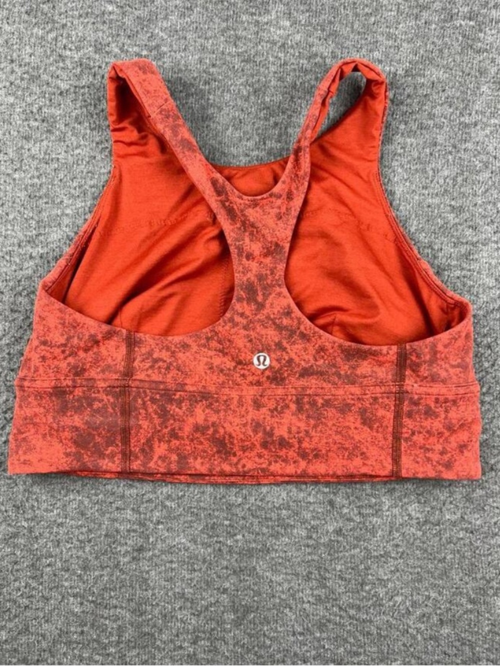 Lululemon Orange Black Marbled Racerback Sports Bra Size 10